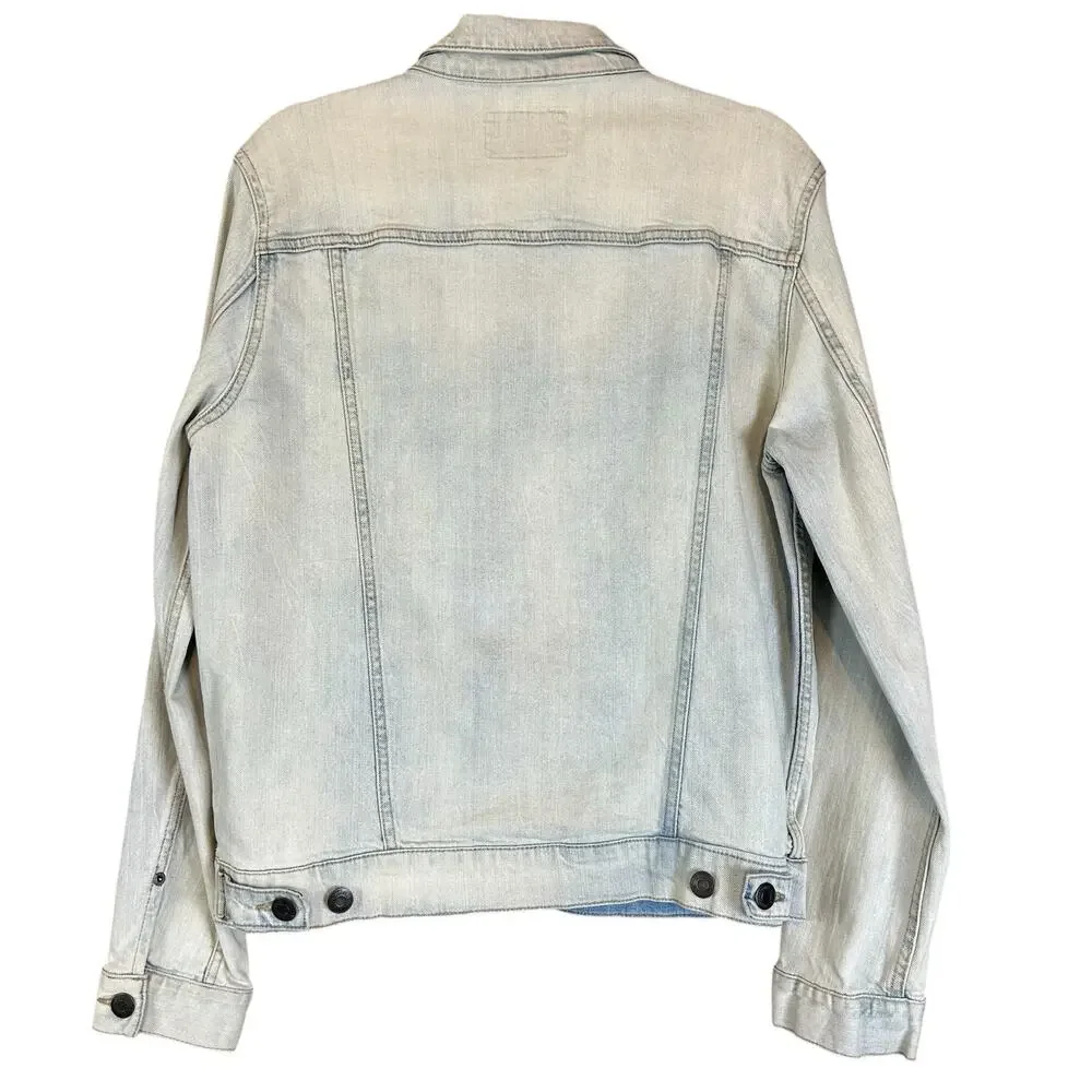 Aeropostale Men Jean Jacket Size M Light Blue Trucker Style Stone Washed Denim